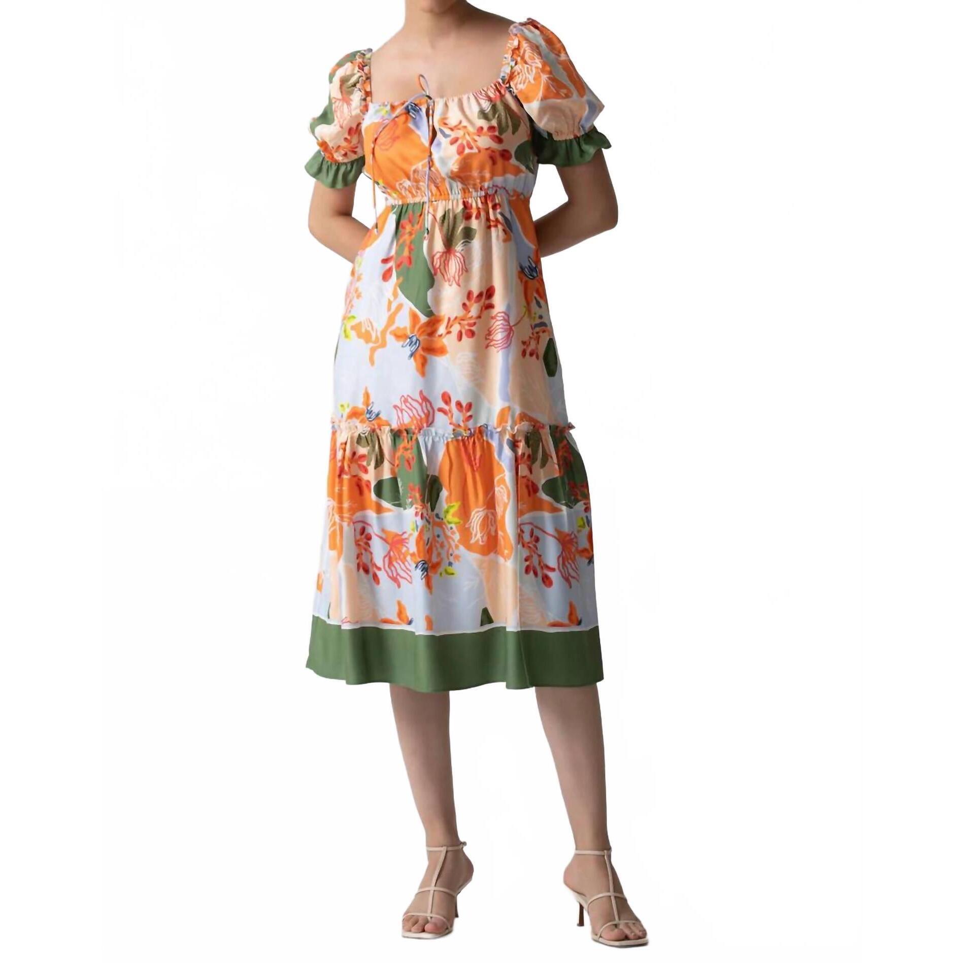 New Celina Moon Saylor Midi Dress In Peach Foliage